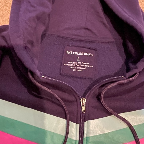 NWOT The Color Run Zip Up Hoodie Jacket Purple L - Picture 2 of 3